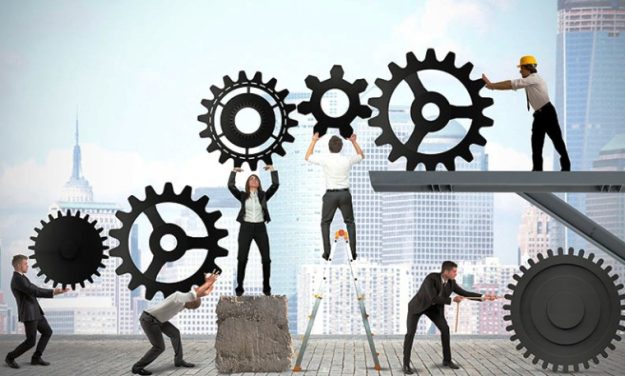 Teamwork of businesspeople